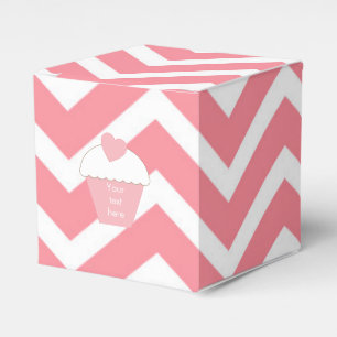 Caixinha De Lembrancinhas Cupcake e Chevron cor-de-rosa