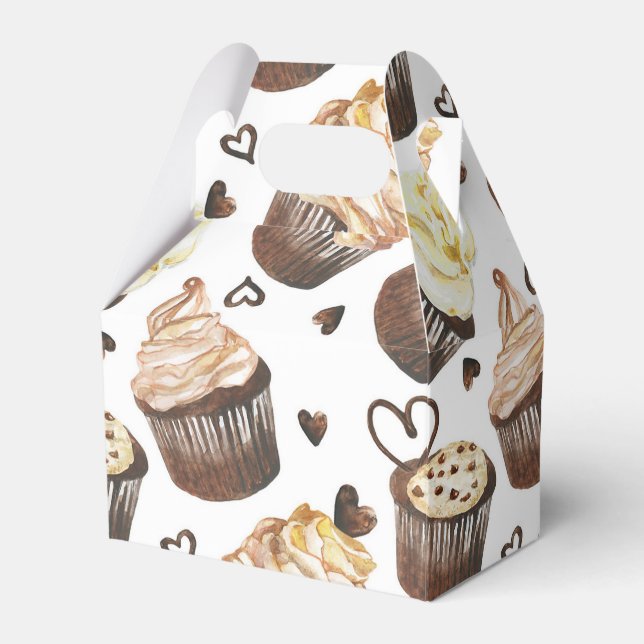 Caixinha De Lembrancinhas Cupcakes aquarela (Frente)