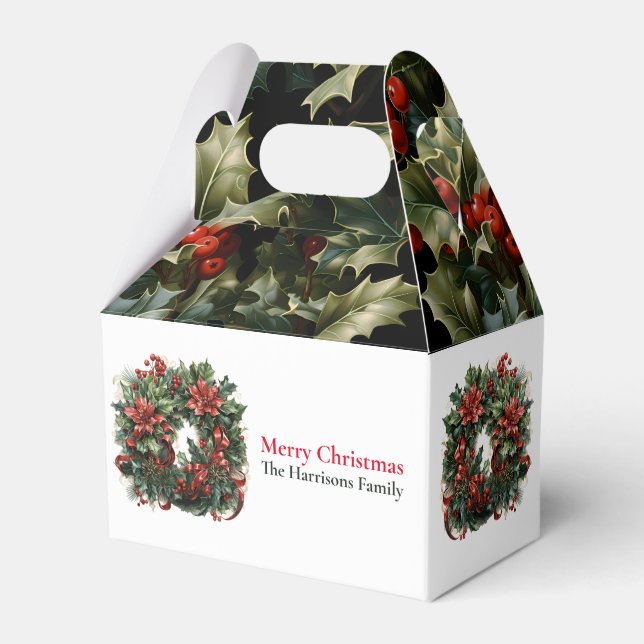 Caixinha De Lembrancinhas Curto-Cama Moderna Wreath de Natal (Frente)