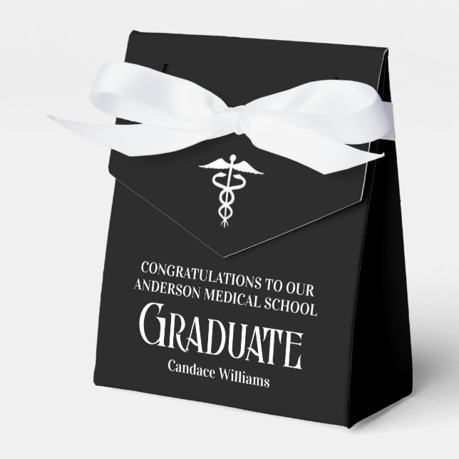 Caixinha De Lembrancinhas Custom Medical School Black White Graduation Party (Frente)