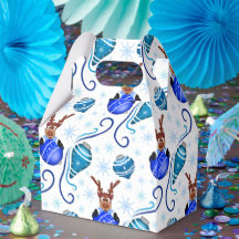 Cute Blue Holiday Christmas Reindeer