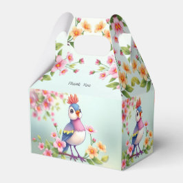 Caixinha De Lembrancinhas Cute Blue Pink Bird Floral Favor Box