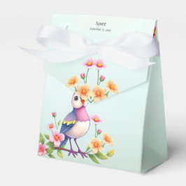 Caixinha De Lembrancinhas Cute Blue Pink Bird Floral Favor Box