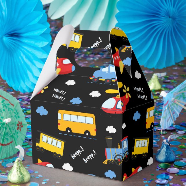 Caixinha De Lembrancinhas Cute Cartoon Vehicles Pattern  (Festa)