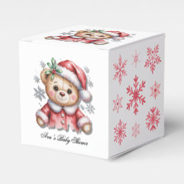 Caixinha De Lembrancinhas Cute Christmas Bear and Snowflakes Baby Shower
