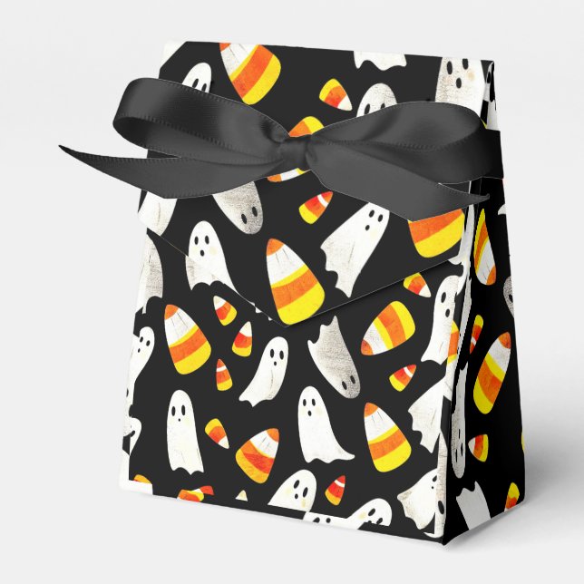 Caixinha De Lembrancinhas Cute Ghosts & Candy Corn Halloween (Frente)
