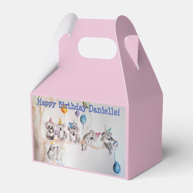 Caixinha De Lembrancinhas Cute Koala Koalas Girls Birthday Cake Favor Box (Frente)