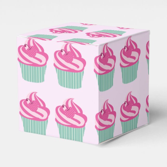 Caixinha De Lembrancinhas Cute Pink Cupcakes Pattern Pastel Pink (Frente)
