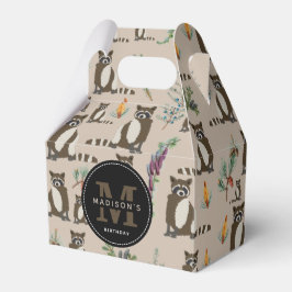 Caixinha De Lembrancinhas Cute Raccoon em Pine Forest Pattern