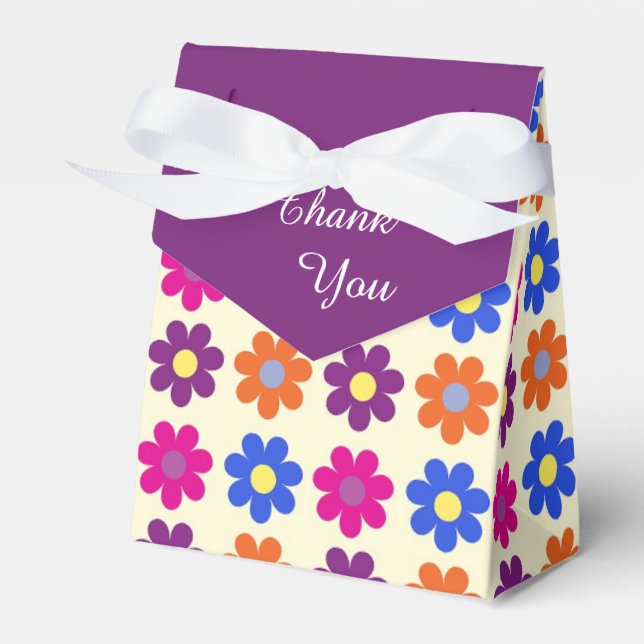 Caixinha De Lembrancinhas Cute Retro Penny Flower Pattern Thank You (Frente)