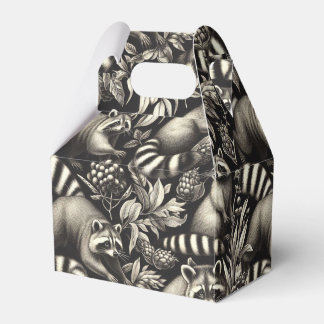 Caixinha De Lembrancinhas Cute Vintage Racoon Seamless