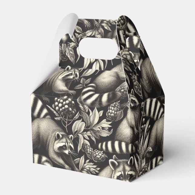 Caixinha De Lembrancinhas Cute Vintage Racoon Seamless (Frente)