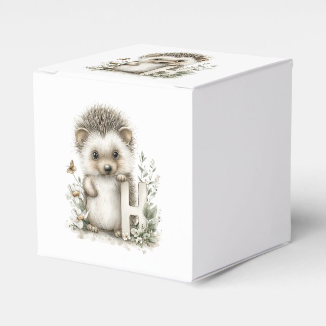 Caixinha De Lembrancinhas Cute Watercolour Baby Animals Alphabet Hedgehog (Frente)