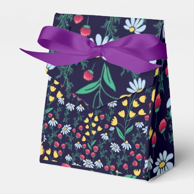 Caixinha De Lembrancinhas daisy and lily floral botanical flower print, (Frente)