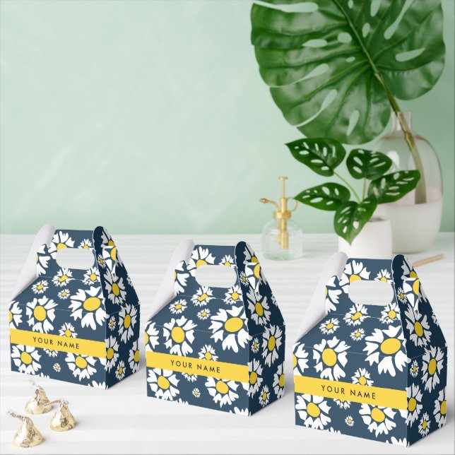 Caixinha De Lembrancinhas Daisy Pattern, White Daisies, Seu Nome (Múltiplo)