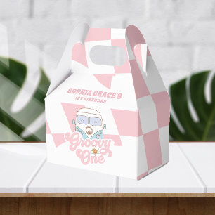 Caixinha De Lembrancinhas Daisy & Retro Van Pink Groovy Um primeiro aniversa