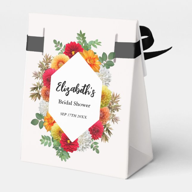 Caixinha De Lembrancinhas Dália Outonal Floral Casamento de Outono (Verso)