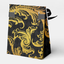 Damasco de Folha Falsa Preto e Dourado