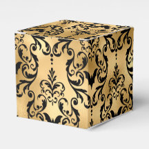 Damasco de Halloween Dourado e Preto