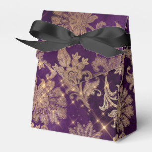 Caixinha De Lembrancinhas Damasco para injetáveis roxo e Dourado
