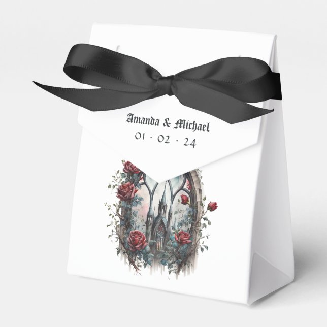 Caixinha De Lembrancinhas Dark Fantasy Castle Window Gothic Wedding (Frente)