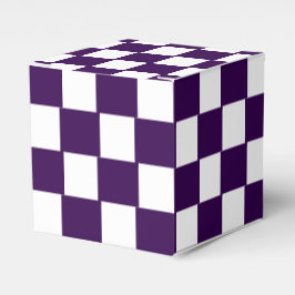 Caixinha De Lembrancinhas Dark Purple with White Square Pattern Classic
