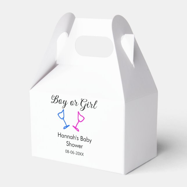 Caixinha De Lembrancinhas Data do nome do chá de fraldas rosa ou azul (Frente)