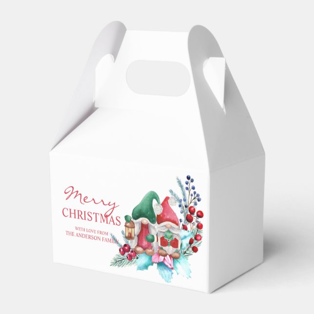 Caixinha De Lembrancinhas Decoração de Natal e Gnomo da Aquarela (Frente)