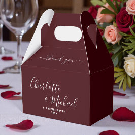 Caixinha De Lembrancinhas Deep Burgundy Script Minimalist Wedding Thank You