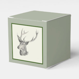 Caixinha De Lembrancinhas Deer Buck Head com Antlers Black and White Art