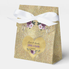 Caixinha De Lembrancinhas Delicado Flores Rosa Púrpura Casamento Dourado com