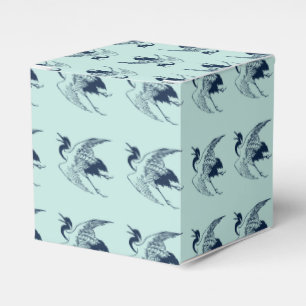 Caixinha De Lembrancinhas Desenho japonês do vintage de um guindaste, azul