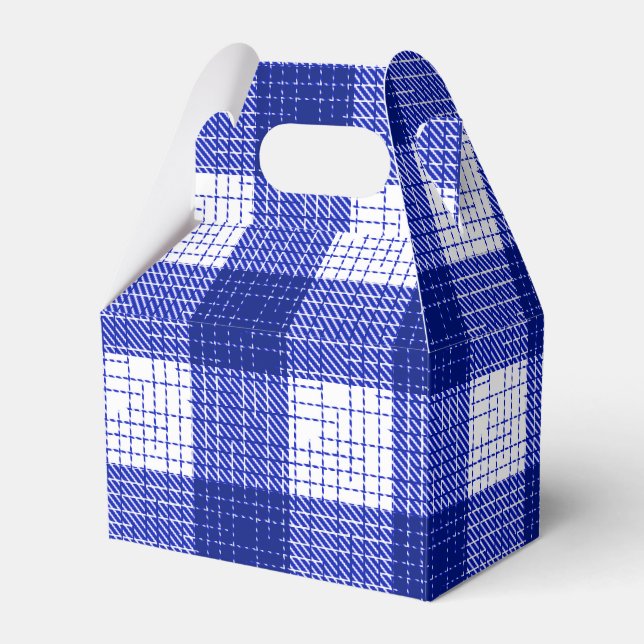 Caixinha De Lembrancinhas Desenho Xadrez Bold Azul e Branco (Frente)