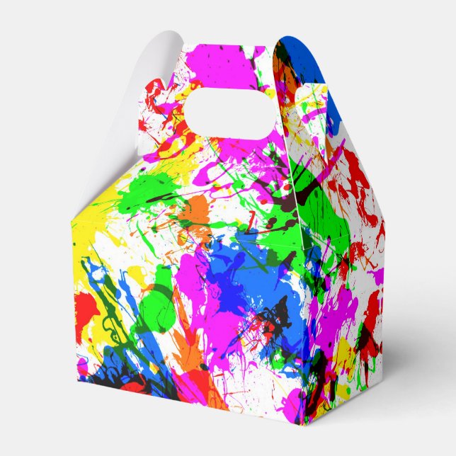 Caixinha De Lembrancinhas Design colorido e fofo de pintura respingada (Verso)