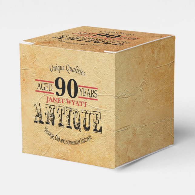 Caixinha De Lembrancinhas Design de 90º Aniversário Antigo (Frente)