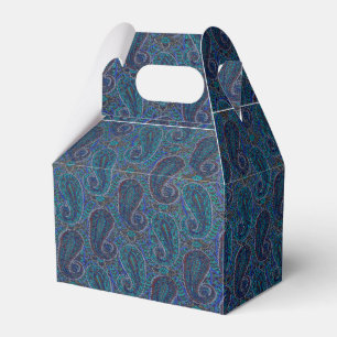 Caixinha De Lembrancinhas Design de Damasco de Arte Gráfico de Paisley Azul
