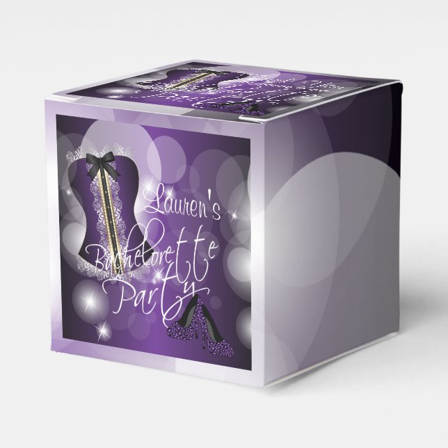 Caixinha De Lembrancinhas Design de Despedida de Solteira Roxo (Frente)