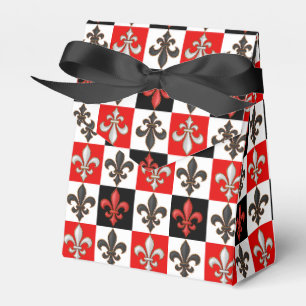 Caixinha De Lembrancinhas Design de Fleur-de-lis, branco-preto-vermelho