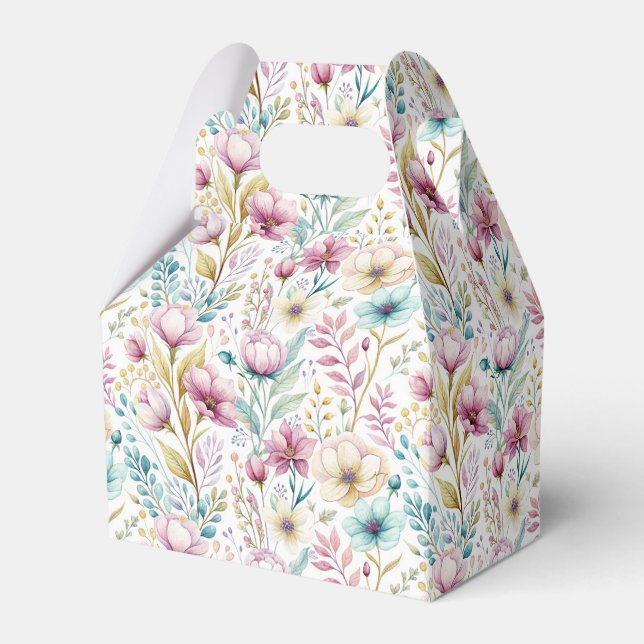 Caixinha De Lembrancinhas Design de Flores de Páscoa Botânicas Suaves (Frente)
