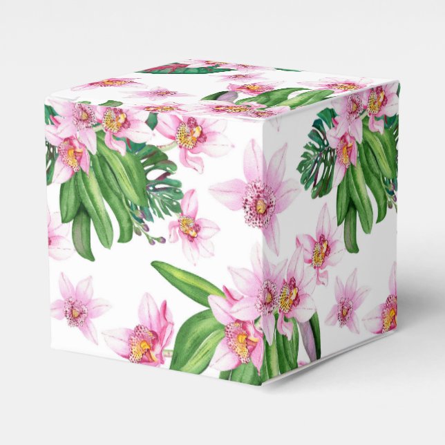Caixinha De Lembrancinhas Design de Orquídeas em Aquarela 30  (Frente)