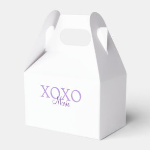 Caixinha De Lembrancinhas Dia de os namorados Xoxo adicione nome pastel roxo