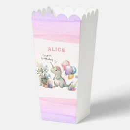 Caixinha De Lembrancinhas Dino Watercolor Girl Pink Birday