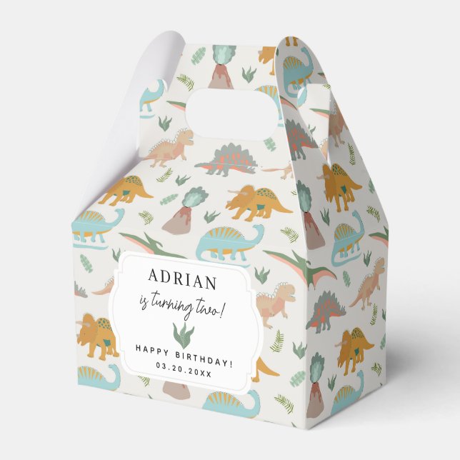 Caixinha De Lembrancinhas Dinosaurs Boho Prehistoric Party Animals Birthday (Frente)