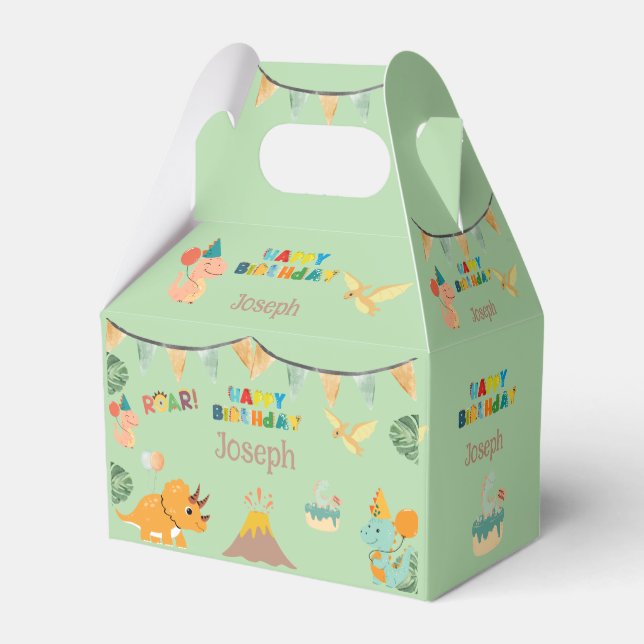 Caixinha De Lembrancinhas Dinossaur Birthday Boxe - Nome Personalizado (Verso)