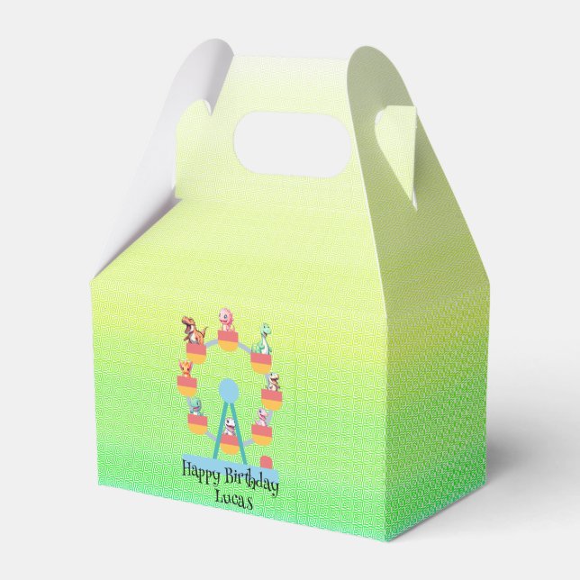 Caixinha De Lembrancinhas Dinossauro engraçado Festa de aniversário de roda- (Frente)