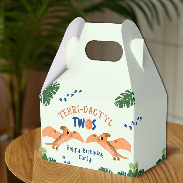 Caixinha De Lembrancinhas Dinossauro segundo aniversário Funny Green Pteroda (Dinosaur 2nd Birthday Funny Green Pterodactyl Favor Boxes
)