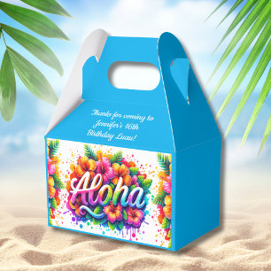 Caixinha De Lembrancinhas Diversão Aloha Tropical Aniversário Luau Azul