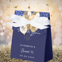 Doce 16 balões azuis de ouro marinho obrigado você