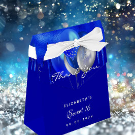 Caixinha De Lembrancinhas Doce 16 balões azuis reais obrigado você