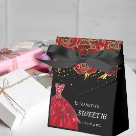 Caixinha De Lembrancinhas Doce 16 flores vermelhas pretas obrigado você